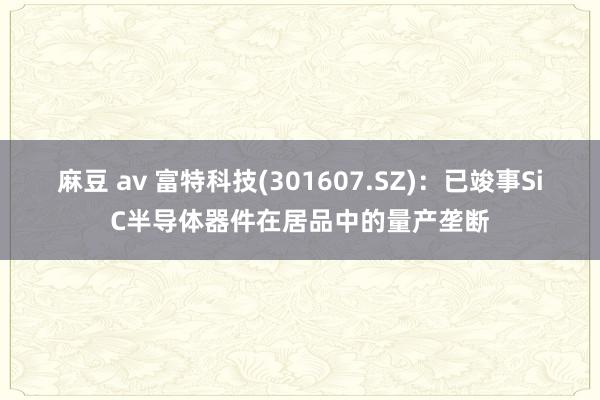 麻豆 av 富特科技(301607.SZ)：已竣事SiC半导体器件在居品中的量产垄断