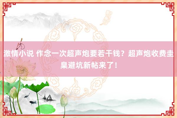 激情小说 作念一次超声炮要若干钱？超声炮收费圭臬避坑新帖来了！