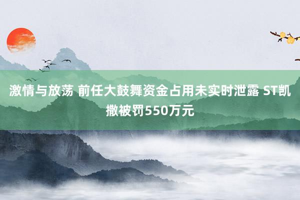 激情与放荡 前任大鼓舞资金占用未实时泄露 ST凯撒被罚550万元