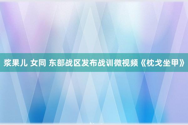 浆果儿 女同 东部战区发布战训微视频《枕戈坐甲》