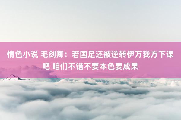 情色小说 毛剑卿：若国足还被逆转伊万我方下课吧 咱们不错不要本色要成果