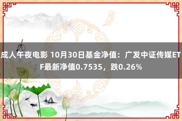 成人午夜电影 10月30日基金净值：广发中证传媒ETF最新净值0.7535，跌0.26%