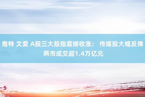 推特 文爱 A股三大股指震撼收涨： 传媒股大幅反弹 两市成交超1.4万亿元